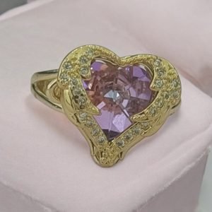 ANILLO DORADO CORAZON MORADO AJUSTABLE