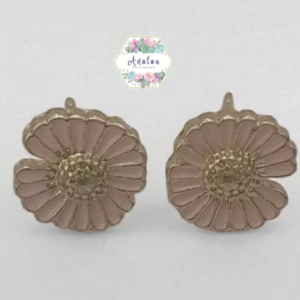 ARETE FLOR ROSA CENTRO DORADO