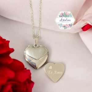 COLLAR CORAZON PLATA PLAQUITA TE AMO