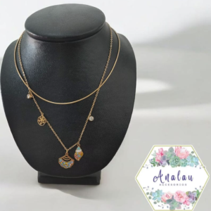 COLLAR DOBLE CONCHA Y PIEDRAS ESTRELLA