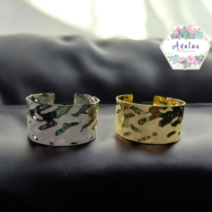 BRAZALETE ANCHO ONDULADO PLATA DORADO