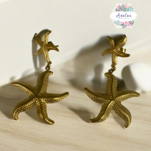 ARETES DE ESTRELLA DOBLE DORADOS 2