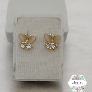 ARETES MARIPOSA 2 PIEDRAS ALAS