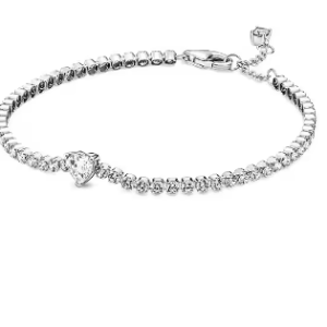 BRAZALETE CADENA DE SERPIENTE PLATA DE LEY 925 PIEDRA CORAZON BLANCA EXQUISITO 17CM