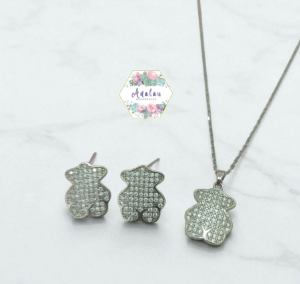 COLLAR ARETES TOUSS PLATA INCRUSTADO