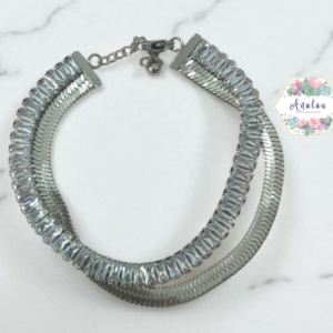 PULSERA PLATA DOBLE BAGUETTE Y TIRA LISA