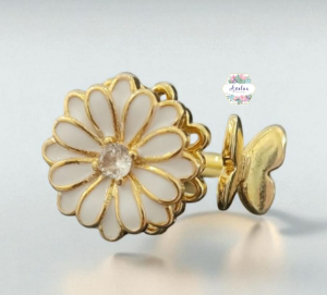 ANILLO FLOR BLANCA MARIPOSA GIRATORIO