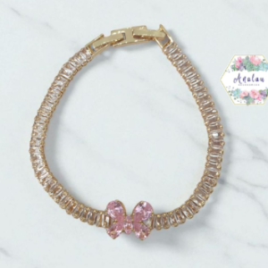 PULSERA BAGUETTE MARIPOSA ROSA