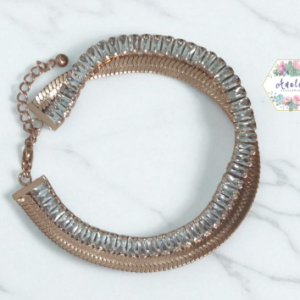 PULSERA ROSA DOBLE BAGUETTE Y TIRA LISA