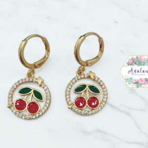 ARETES CEREZA CIRCULO CEREZA LISA