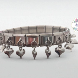 PULSERA ITALIANA PLATA CON CORAZONES PLATA