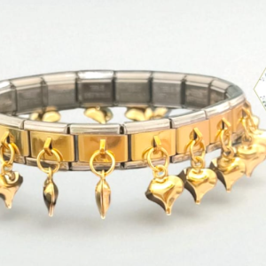 PULSERA ITALIANA DORADO/PLATA CORAZONES DORADOS
