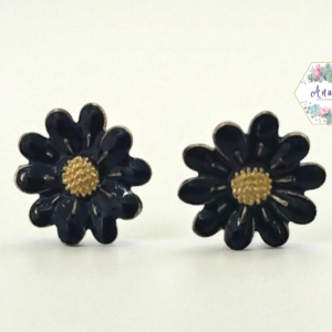 arete flor negra 10 petalos