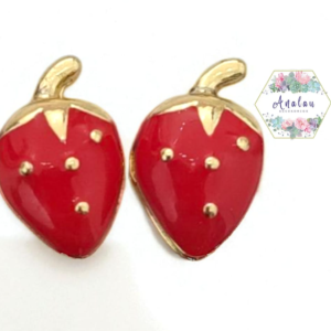 ARETE DE FRESA ROJO CON DORADO