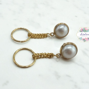 ARETES LARGOS CADENA PERLA BLANCA