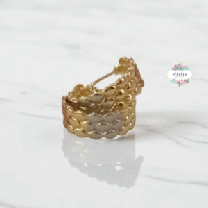 ARRACADA ROMBOS ROSA DORADO PLATA