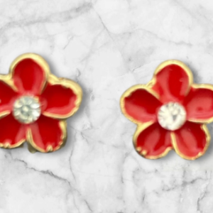 ARETE FLOR ROJO 5 PETALOS