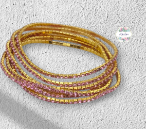 PULSERA FUCSIA DORADA