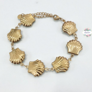 PULSERA MARINA DE CONCHAS DORADAS