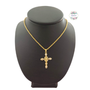COLLAR CRUZ GRANDE CON CADENA TORCIDA