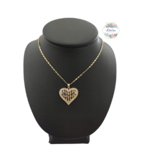 COLLAR CRAZON GRANDE DORADO CON DIAMANTES
