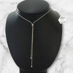 COLLAR AJSTABLE PLATEADO CON BOLAS