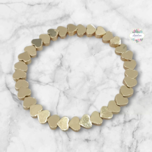 PULSERA DE CORAZONES SEGUIDOS DORADOS