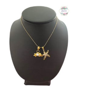 COLLAR ESTRELLA GRANDE CONCHA Y PERLA BLANCA