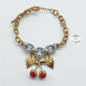 PULSERA DORADAS CON PLATEADO Y CEREZAS