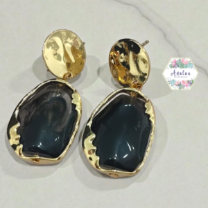 ARETES CON PIEDRA NEGRA GRANDE