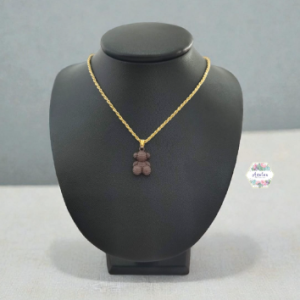 COLLAR OSO CAFE Y CADENA TORCIDA