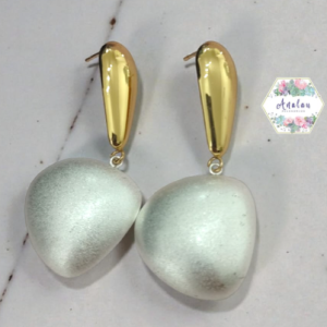 ARETES DE PIEDRA GRANDE BLANCA