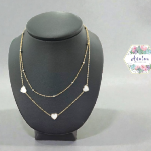COLLAR DOBLE CON CORAZONES DORADOS