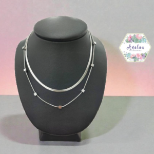COLLAR DOBLE PLANCHA Y LISO PLATEADO