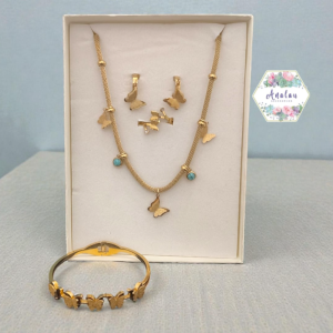 CONJUNTO DE MARIPOSA DORADO AZUL