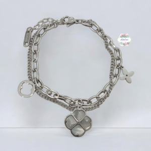 PULSERA PLATA TREBOL DOBLE