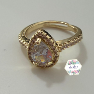 ANILLO DORADO TIPO GOTA DORADO PIEDRA