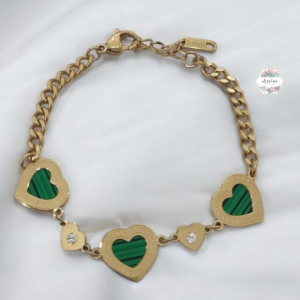 PULSERA CORAZONES VERDES 3 2 PEQ