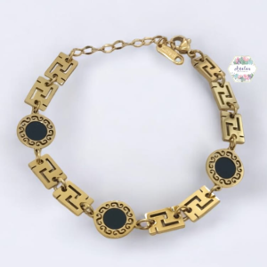 PULSERA DORADA RECTANGULO CIRCULAR NEGRO