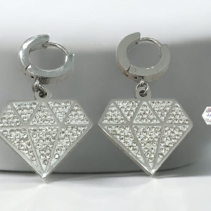 ARETE DIAMANTE INCRUSTADO PLATA