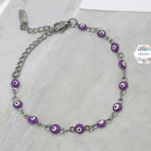 PULSERA OJO MORADA PLATEADA
