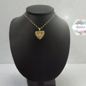 COLLAR DE CORAZON CON PERLA BLANCA EN LINEAS