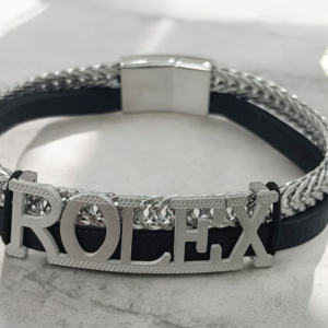 PULSERA DOBLE ROLLEX PLATA NEGROI