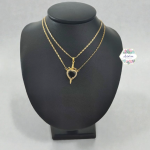 COLLAR DE PAREJA CORAZON ESPADA NEGRO