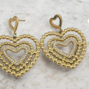 ARETE CORAZON DORADO3 CORAZONES 1INCRUSTADO