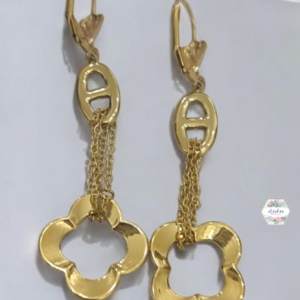 ARETES LARGOS TREBOL DORADO