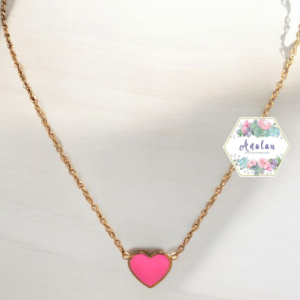 COLLAR CORAZON ROSA LISO