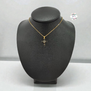 COLLAR DE CRUZ CON PIEDRAS NEGRA