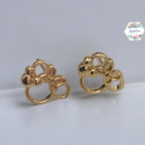 ARETE MIMI Y PEQUEÑO MICKEY LISO DORADO