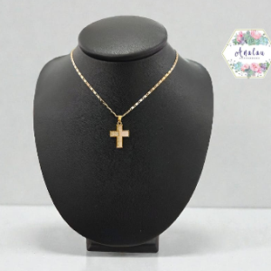 COLLAR CRUZ BLANCA Y DORADO